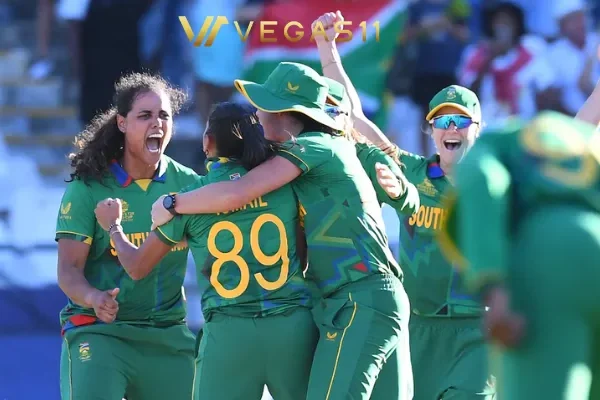 South Africa women cricket team celebrating historic World Cup semifinal victory against England women 2025
