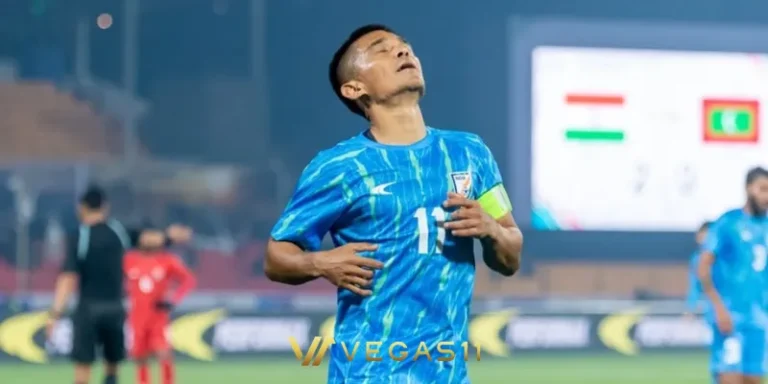 Sunil Chhetri Indian football captain scoring 95th international goal comeback header Maldives 2025