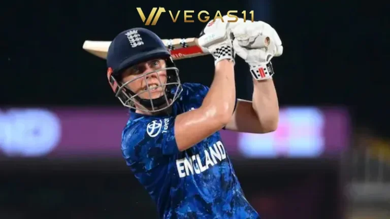 Heather Knight batting during her match-winning century for England against India at Holkar Stadium Indore in ICC Women's World Cup 2025