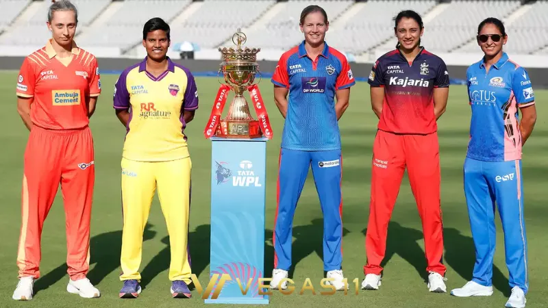 Women's Premier League 2026 schedule with match fixtures between Mumbai Indians, Royal Challengers Bengaluru, Delhi Capitals, Gujarat Giants and UP Warriorz