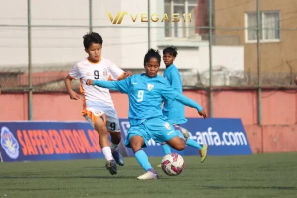 Anushka Munda Indian football player celebrating goal U-17 SAFF Championship Bhutan