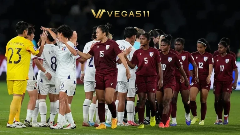 India women's football team vs Chinese Taipei AFC Women's Asian Cup 2026 match.