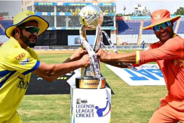 LLC 2026 Schedule Points Table — Legends League Cricket Season 4 banner with six team names and four host cities.