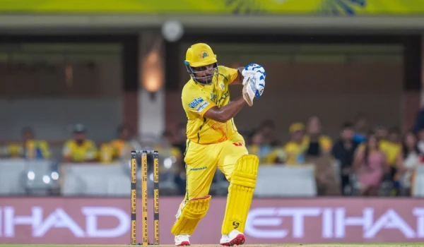 Sanju Samson batting for CSK vs KKR IPL 2026 at MA Chidambaram Stadium Chennai