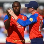 Harry Brook and Phil Salt celebrate England's nine-wicket win over India in the 4th T20I at Bristol, 2026.