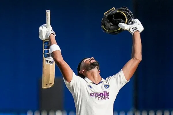 Devdutt Padikkal celebrates his century on Day 1 of the second Test against Sri Lanka in Colombo