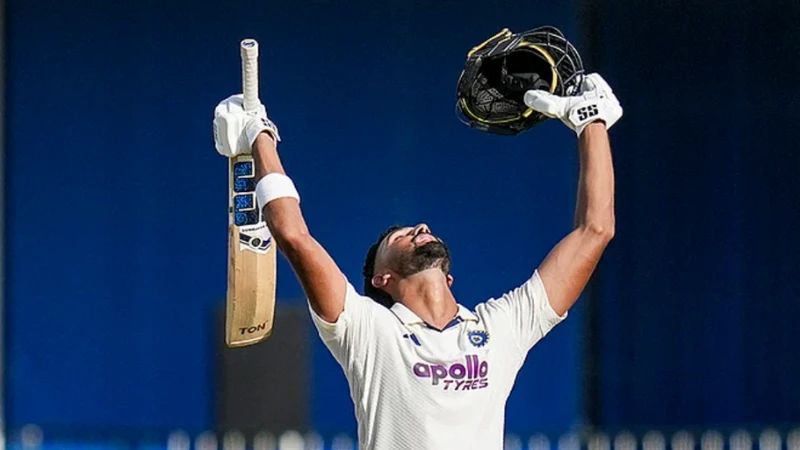 Devdutt Padikkal celebrates his century on Day 1 of the second Test against Sri Lanka in Colombo