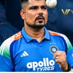 Karn Sharma bowling during an IPL match for Mumbai Indians