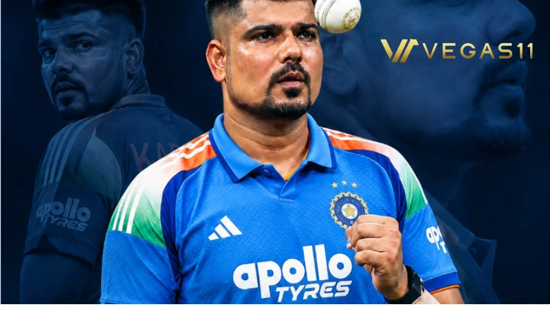 Karn Sharma bowling during an IPL match for Mumbai Indians