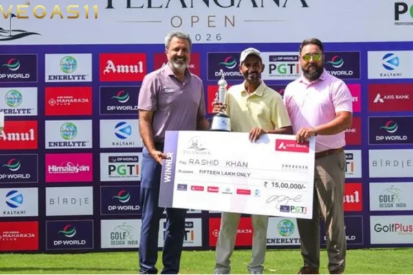 Rashid Khan ended a seven-year title drought with a closing 67 to win the Telangana Open 2026 by three shots at Vooty Golf Count