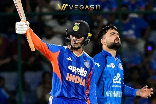 Abhishek Sharma celebrates during his 82 run knock against Afghanistan in the T20I opener Caption: Abhishek Sharma's blazing 82 off 32 balls earned him the Player of the Match award in Delhi
