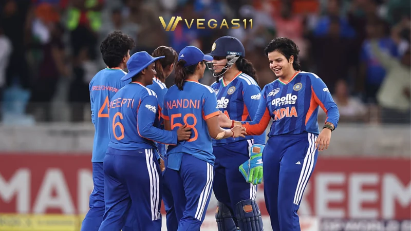 Indian women's cricket team walking out for their Asian Games 2026 quarter-final against Japan in Nagoya