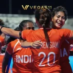 India women's hockey team celebrating Asian Games 2026 gold medal after beating China
