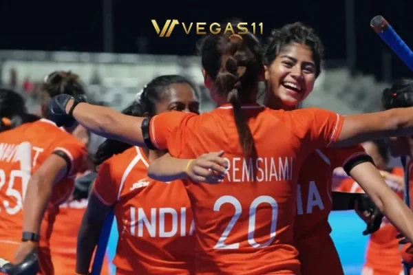 India women's hockey team celebrating Asian Games 2026 gold medal after beating China